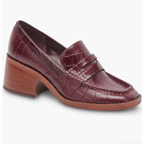 Dolce Vita Talie Loafer Pump NWT Cabernet Embossed Leather Shoe - Picture 5 of 9